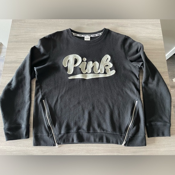 PINK Double Zipper Crewneck Sweatshirt - Size Large - Picture 3 of 14